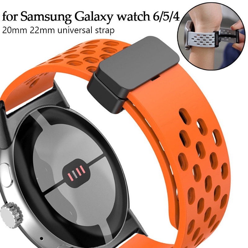 Pulseira Esportiva Respirável De silicone Magnético De 20/22mm Adequada Para Relógio Samsung Galaxy 6 5 40mm 44mm Watch 6 Clássico 43mm 47mm