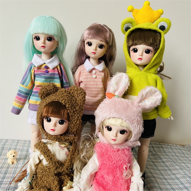 30Cm 1/6 Bjd Doll 23 Juntas 3D Real Eye Girl Toys Com Roupas De Brinquedos De Bricolage