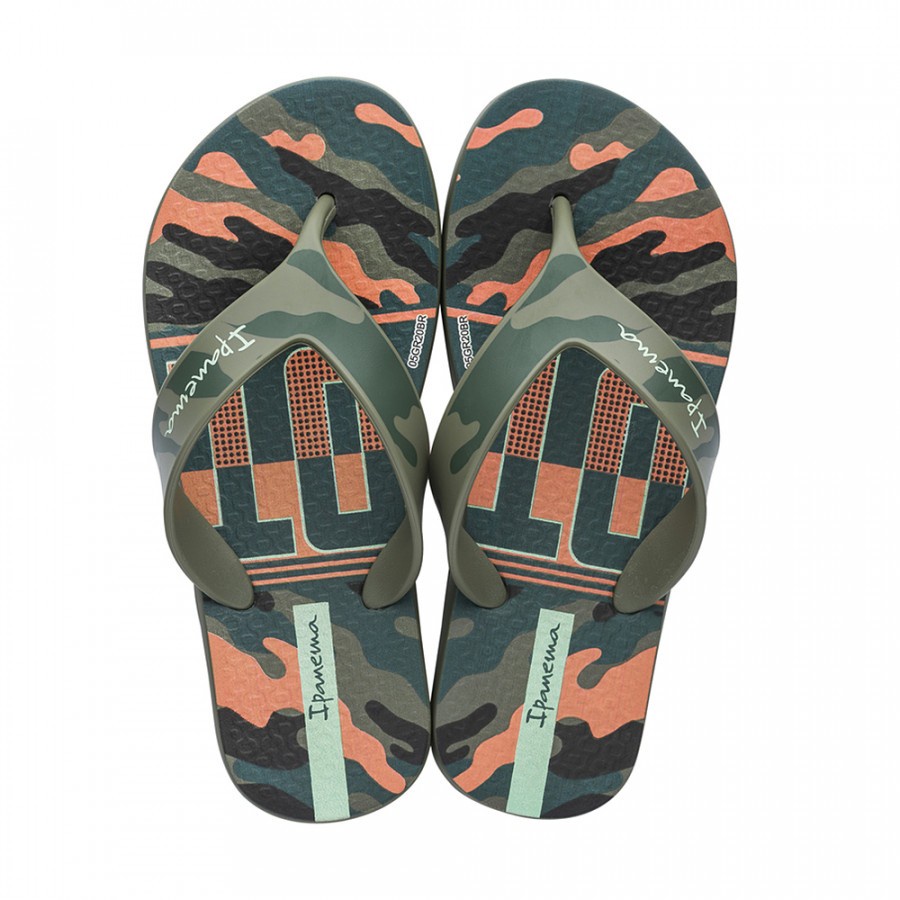 CHINELO INFANTIL IPANEMA DECK - VERDE/LARANJA