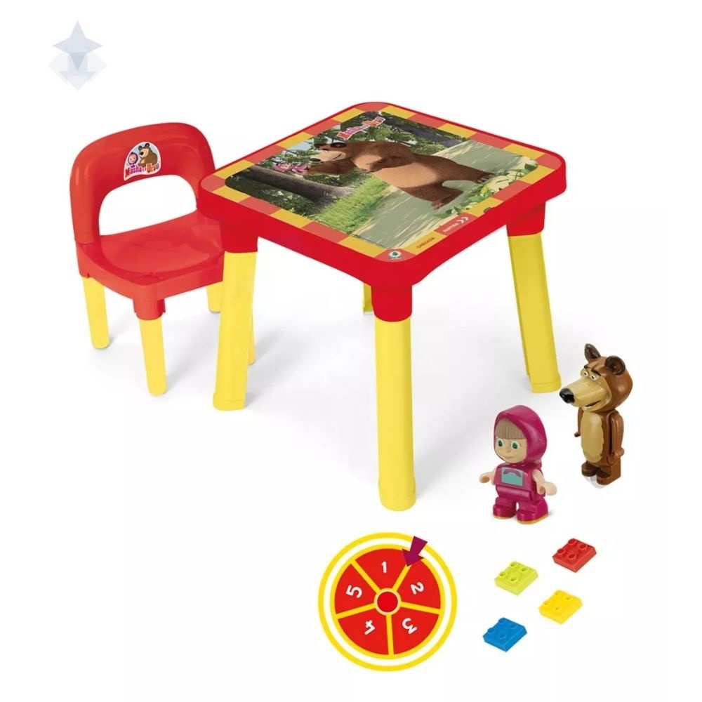 Mesa Masha E Urso Infantil Didática Mesinha Com Divisória Cadeira ...