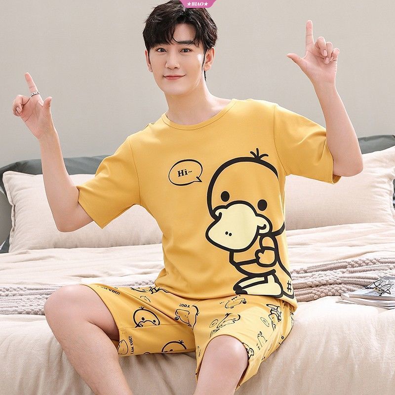 Anime Pokémon Psyduck Summer Women Men Pajama Sets Cotton Sleepwear Pijamas Casual Lazer Roupa De Lounge Solta Coreana