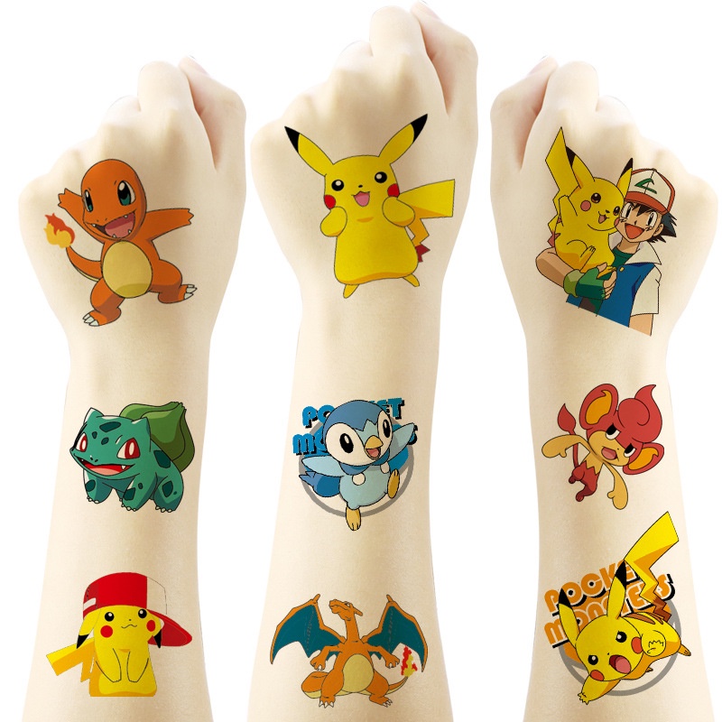 Pokemon 5 pçs/saco Tatuagem Adesivos cores brilhantes À Prova D