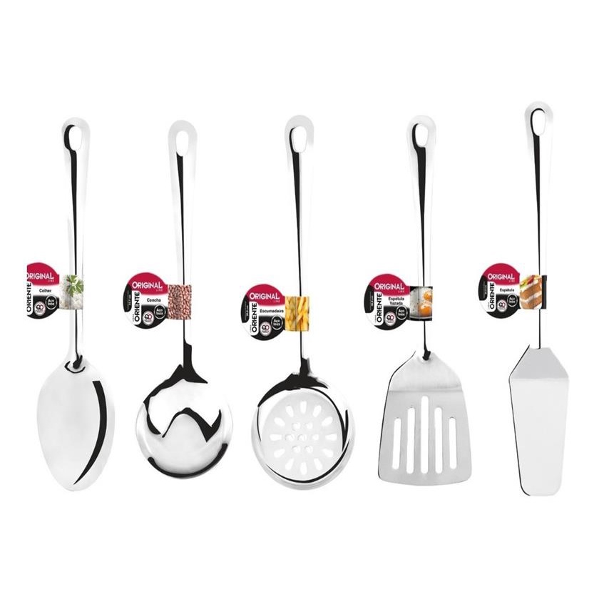 Kit Utensilios Para Cozinha 5 Pecas Aco Inox Pequenos