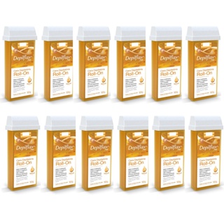 12 Cera Refil Roll On Depilflax Natural 100g