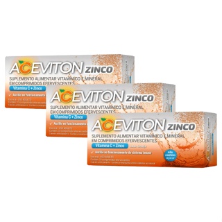 Aceviton Vitamina C + Zinco Suplemento Alimentar Efervescente C/10un - kit C/3