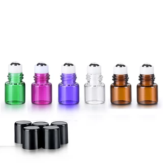 Embalagem de 5 peças 1ml 2ml 3ml 5ml Frasco Roll-On Roll-On 5 Cores Opcional Frasco Roll-On Cabeça de Aço Inoxidável Sub-Packing Óleo Essencial