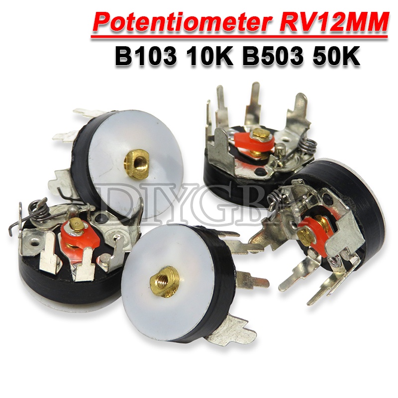 Potenciômetro De Rádio De Ângulo Reto 5PCS RV12MM B103 B10K B503 B50K Volume Do Amplificador Com Interruptor 12mm