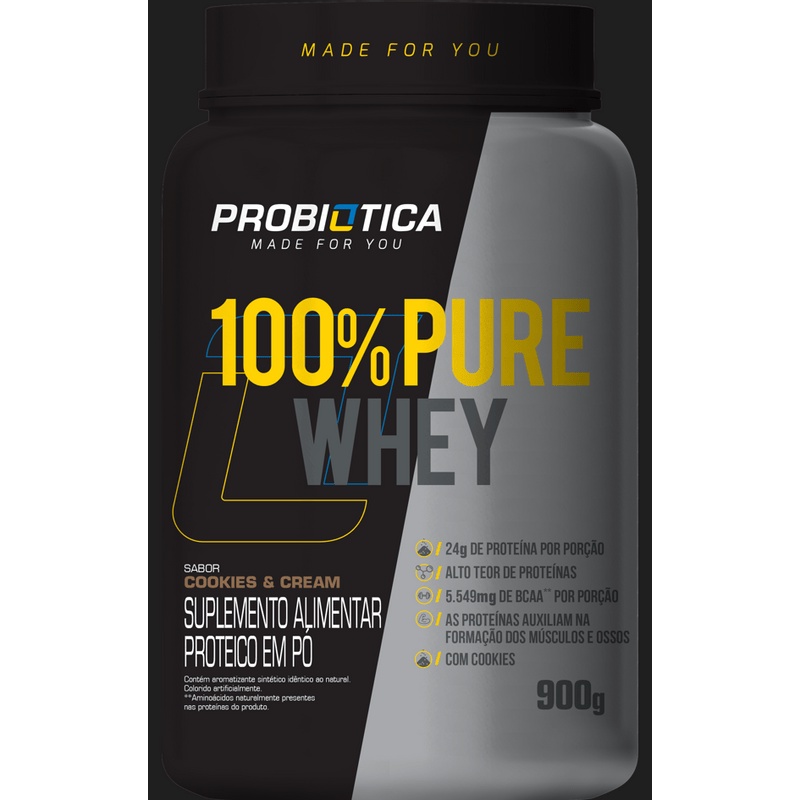100% Pure Whey Nova Fórmula – 900g Cookies & Cream- Probiótica