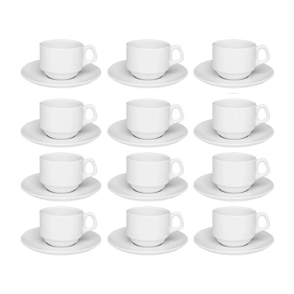 Jogo 6 Xícaras De Chá Porcelana Empilhavel 200ml Oxford - Xícaras
