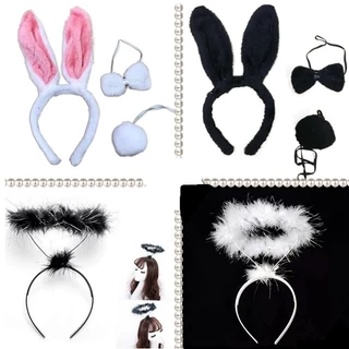 Kit Tiara Arco De Cabelo Com Orelhas De Coelho E De Anjo Fantasia Cosplay Para Carnaval E Festa em Oferta na Shopee