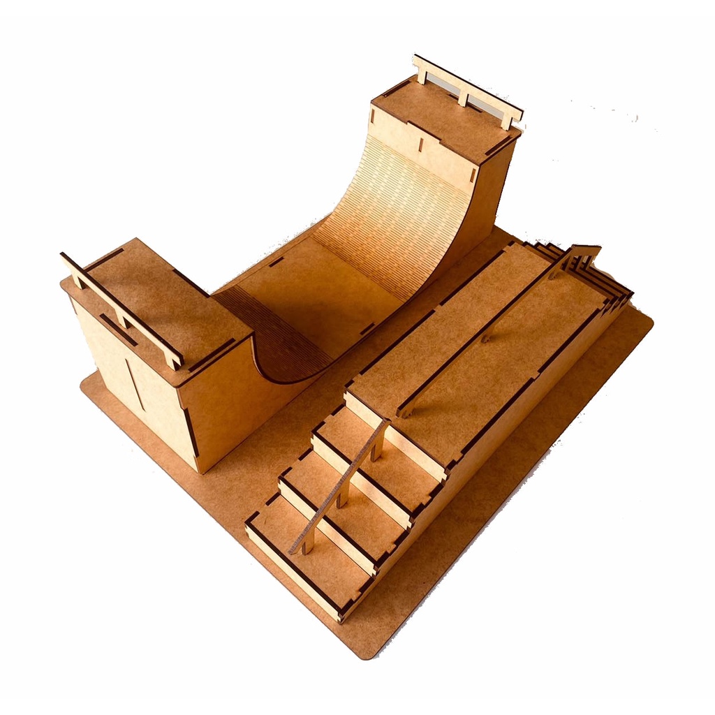 Pista Skate De Dedo Ramp Stair Iron Wood Com 3 Skates