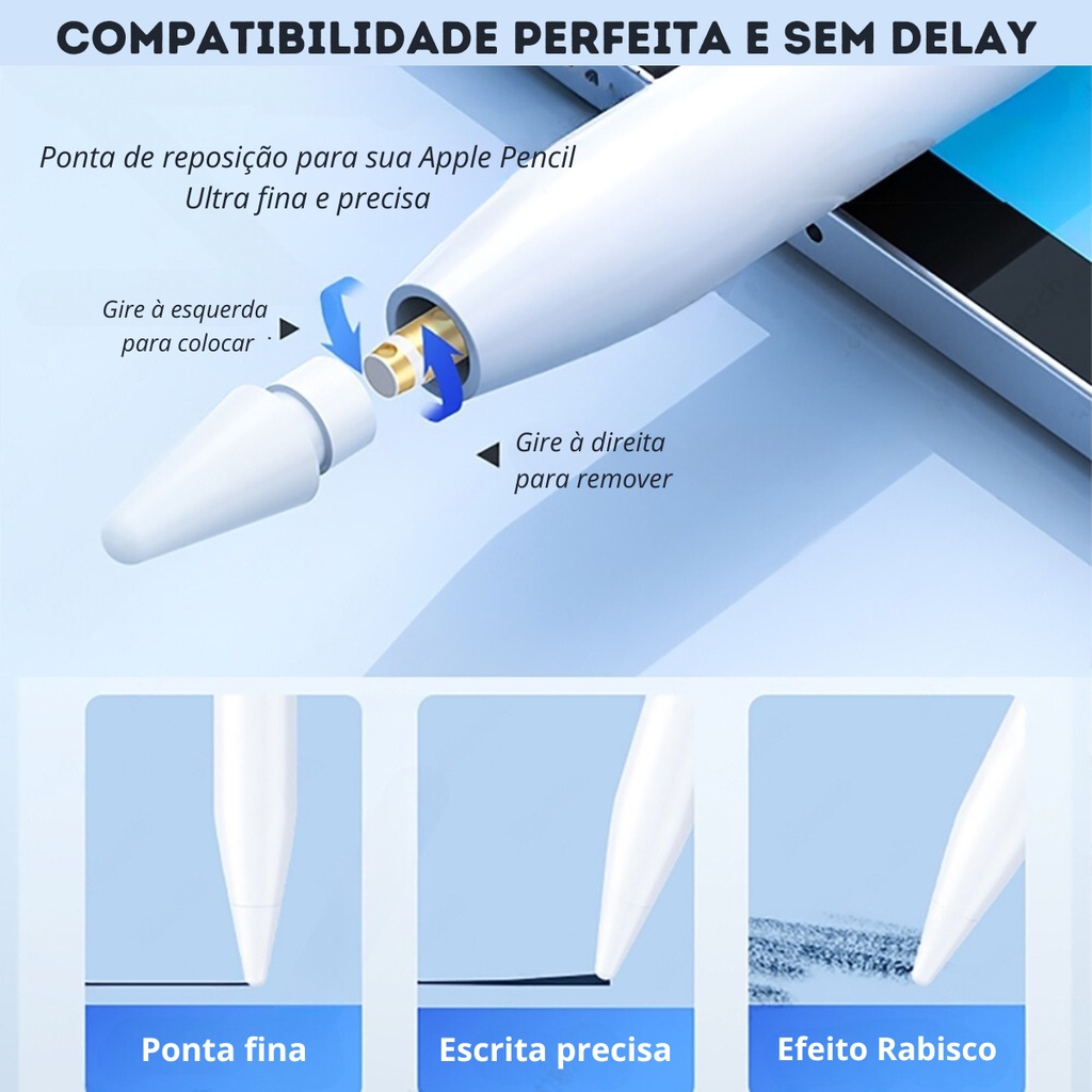 KIT Acessórios Caneta Apple Pencil 1 Geração P Ipad Adaptador