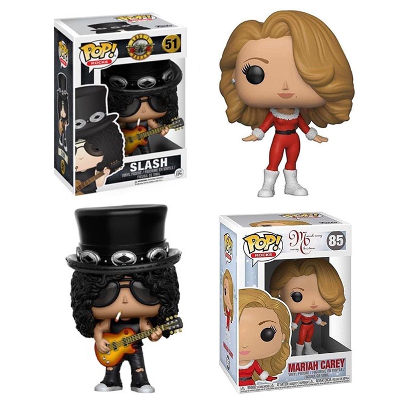 Funko POP Rocks Música Mariah Carey 85 Guns N Roses Slash 51 Feliz Natal Ação Figura Modelo Bonecos
