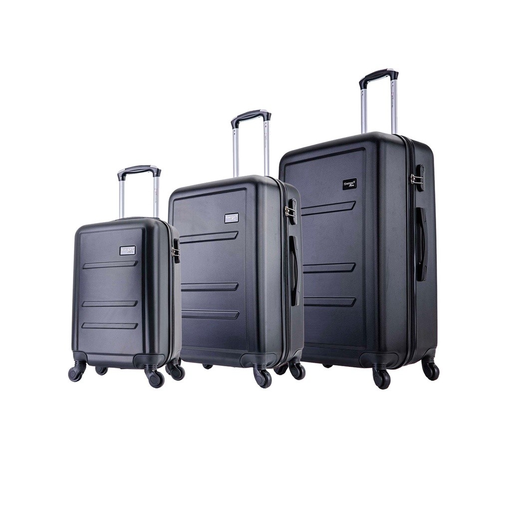 Kit 3 mala de viagem rodas 360° PMG Montreal Preta Swiss Move