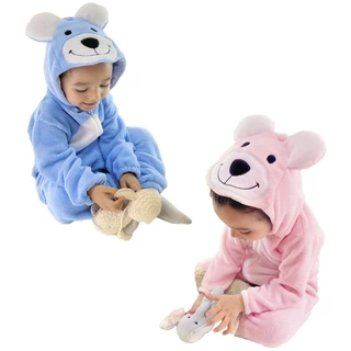 Macacão Pijama Bebê Plush Tamanho 1 ao 3 Urso Hannys Baby em Oferta na Shopee