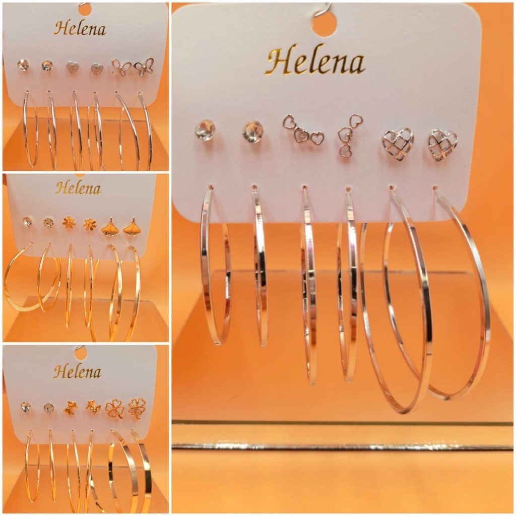 6 Pares De Brincos E Acessórios Criativos Simples Moderno Exagerada Banhado a Ouro 18k Prata 925