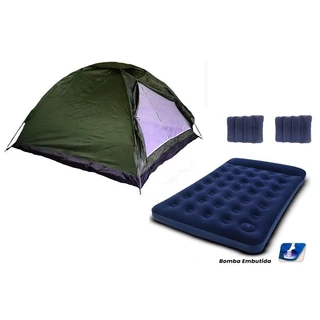 Barraca Camping + Colchão Casal Bomba Embutida + 2 Travesseiros em Oferta na Shopee