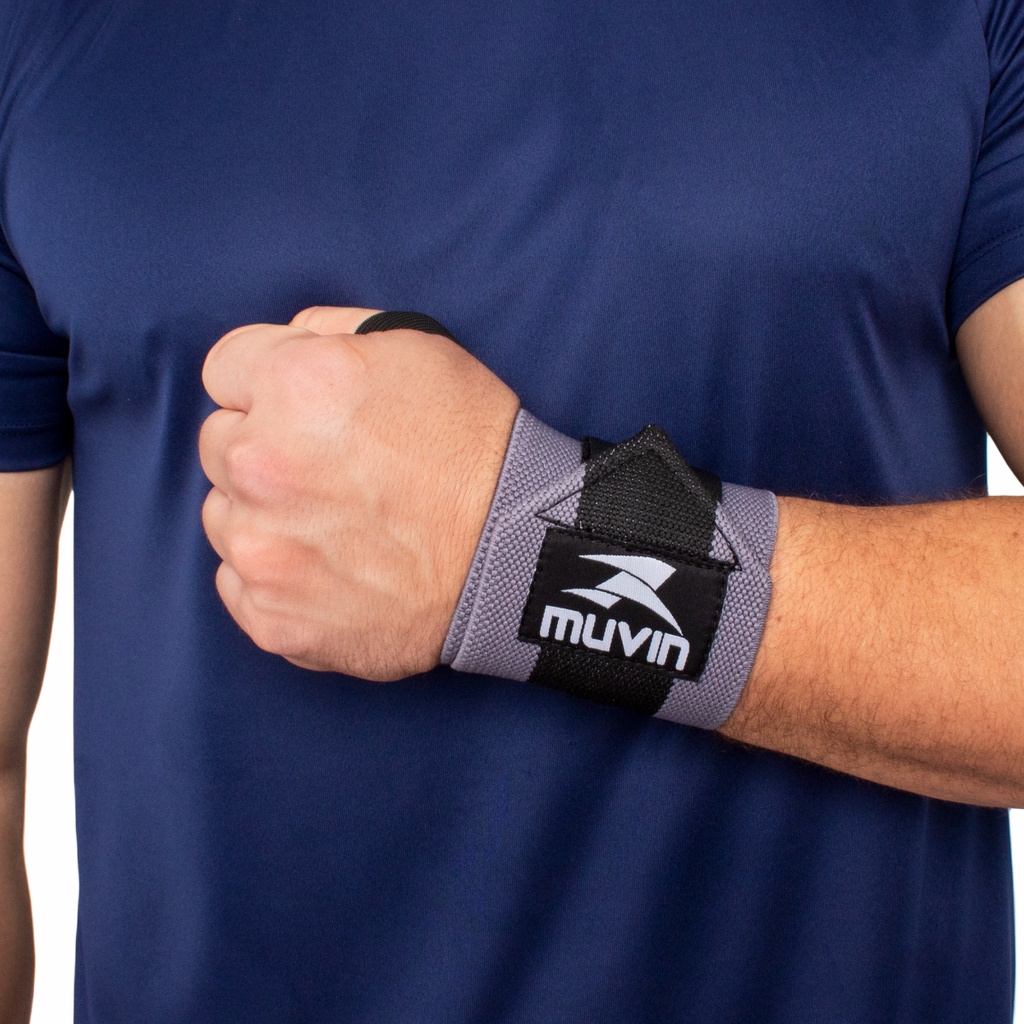 Munhequeira Elástica Curta para LPO Muvin com Fecho Ajustável para Musculação e Exercício Funcional	