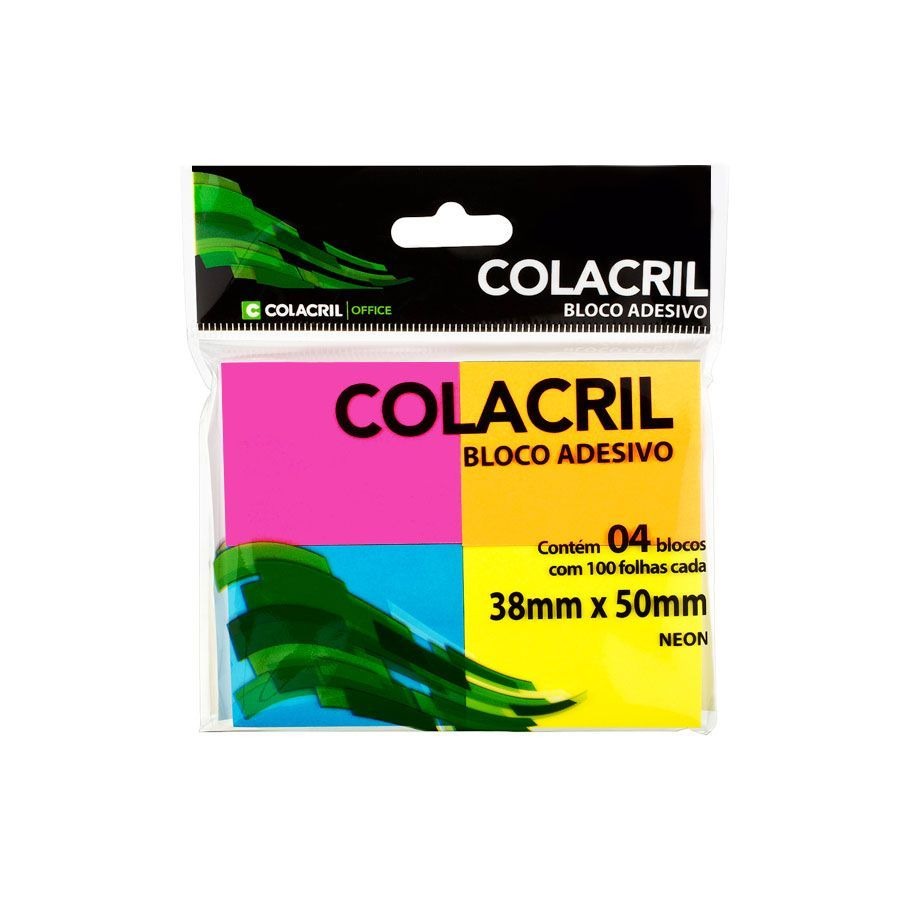 Bloco Adesivo Colorido 38x50mm 4 Blocos 100 Folhas Colacril Shopee Brasil 3604