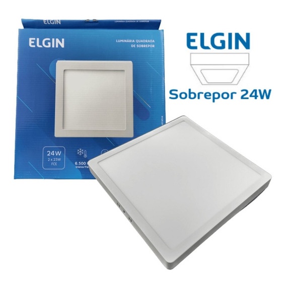 Luminária Painel Plafon Led 24W 6500K Quadrado Sobrepor ELGIN