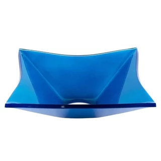 CUBA DE VIDRO QUADRADA 31CM AZUL ESCURO