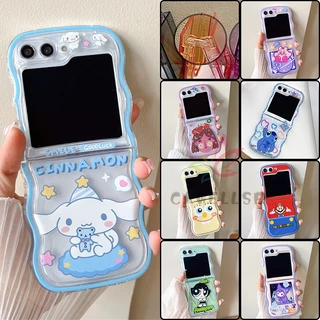 Moldura De Onda Curly Wave Cartoon Caixa De Silicone TPU Soft Clear Samsung Galaxy Z Flip 5 Wavy Edge Proteção Transparente À Prova De Choque