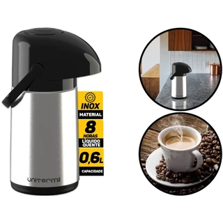 Garrafa Térmica M Verona Pressão 600ml Inox Unitermi 8.5.113