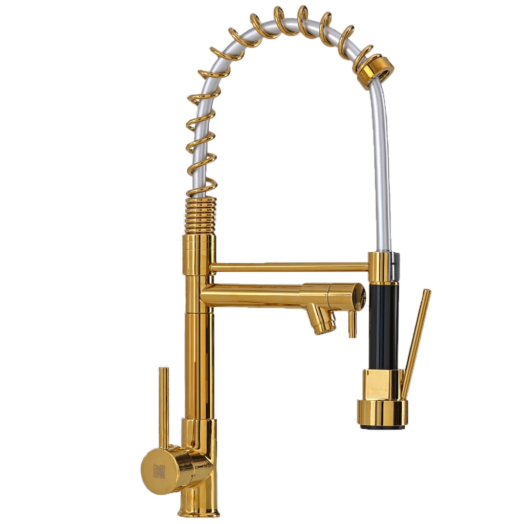 Torneira Cozinha Gourmet Monocomando Com Spray Extensor Gold | Shopee ...