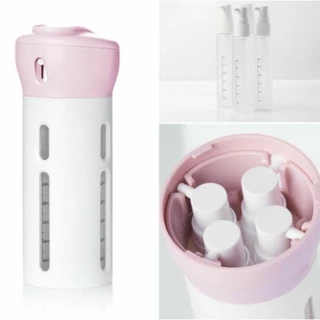 Dispenser Portátil De Viagem 4 em 1 P/ Shampoo e Creme Rosa