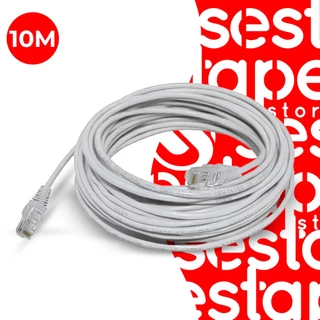 Cabo de Rede Giga 10M Branco Crimpado Rj45 + Conector Cat5 Lan Ethernet