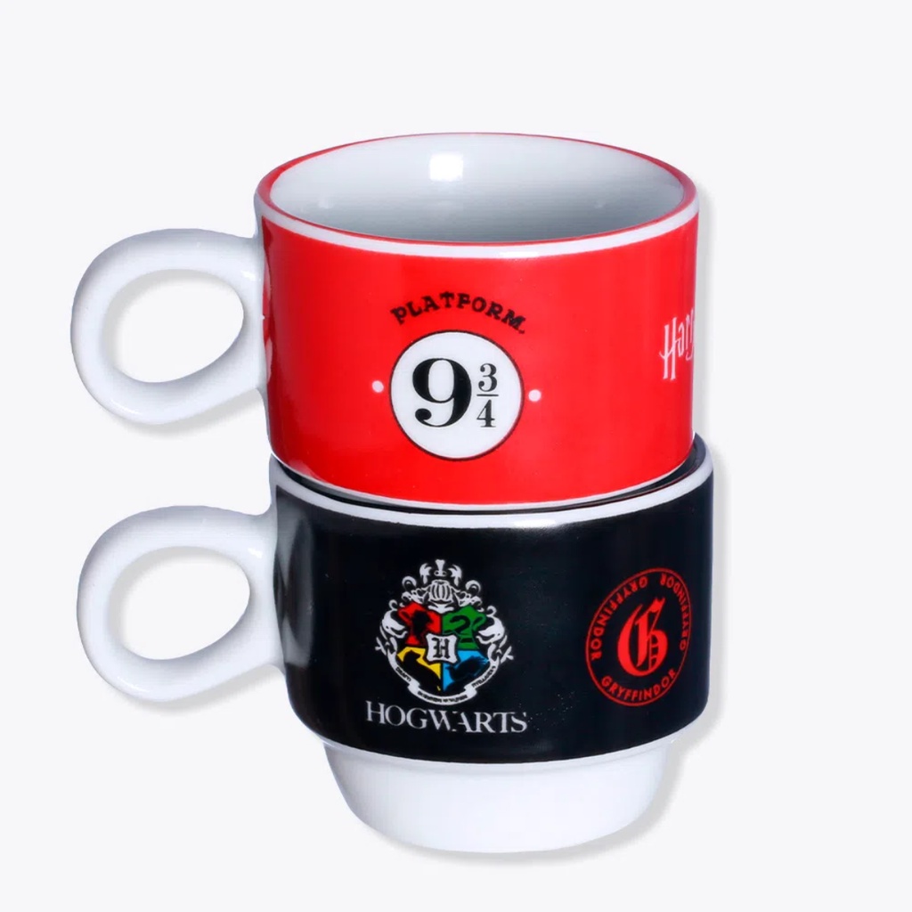 Kit Xicara Caneca Harry Potter Casas Hogwarts Porcelana 9 3/4