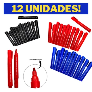 Caneta Marcador Permanente Retroprojetor 12 Unidades Win Paper - Azul, Vermelho ou Preto