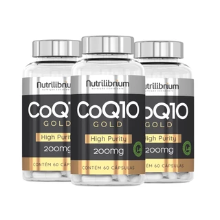 Kit 3x Coenzima Q10 Coq10 Ubiquinona 200mg Gold 180 Cápsulas 3 Meses Nutrilibrium