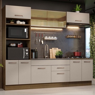 Armário de Cozinha Completa 270cm Rustic/Crema Agata Madesa 03
