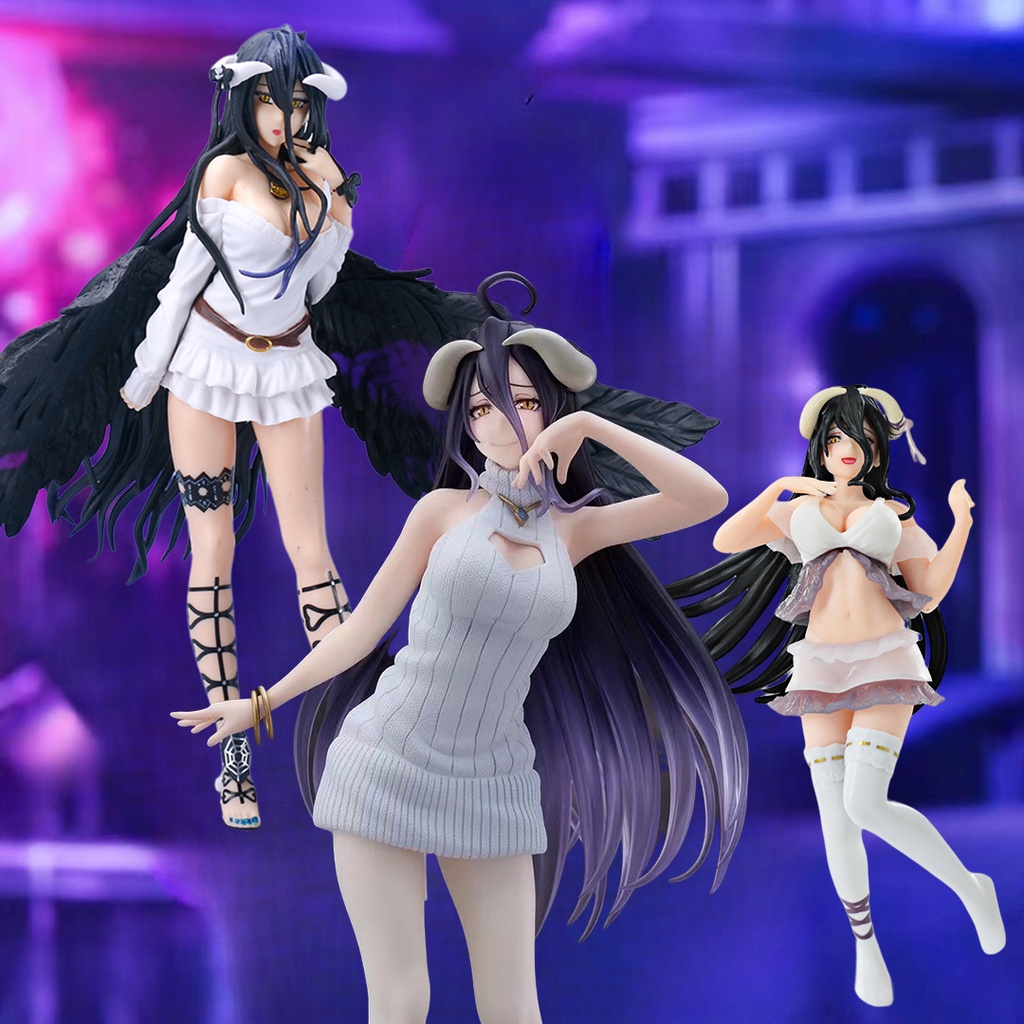 Anime Figura Overlord Albedo Knit Ver 22CM PVC Ação Coleção Modelo Doll Toys Gift Para Crianças