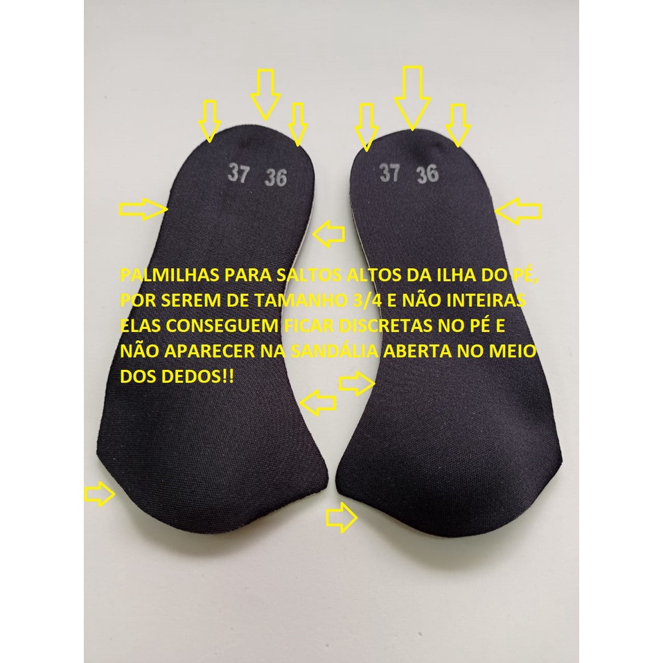 Palmilha ortopédica p/ salto alto com correção pé supinado