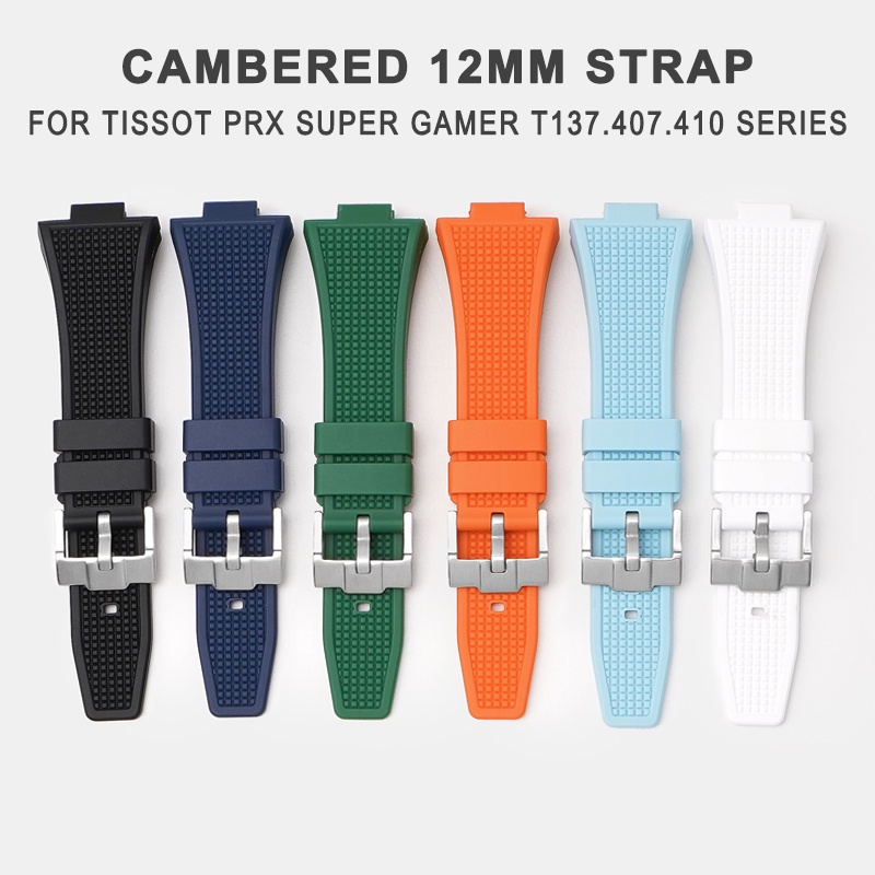 Cinturino In Nylon Per Tissot PRX Serie T137.407/410 | 12 Mm | Bocca Convessa | Chiusura Ad Ago O Farfalla | Militare Verde/Blu/Grigio/Nero