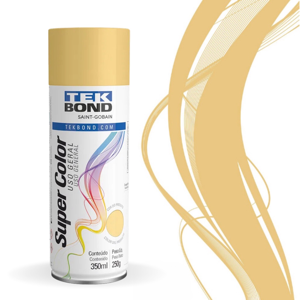 Tinta Spray Bege SuperColor Uso Geral 350ml Tekbond Aerossol Secagem Rápida Gesso Cerâmica Aerosol
