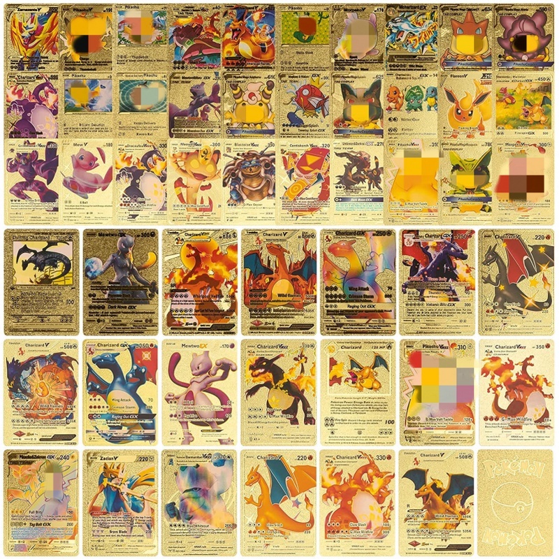 10-55 Pçs/Conjunto Cartão De Energia De Metal Ouro Vmax GX Charizard  Pikachu Pokemon Coleção Rara Batalha De Treinamento De Brinquedos Para  Crianças Presente - Escorrega o Preço