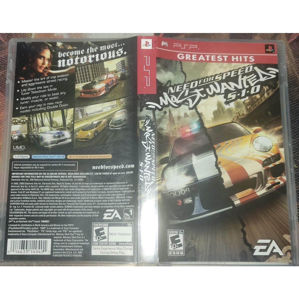 Jogo Need For Speed Most Wanted 5.1.0 Psp Original Funcionando 100% ...