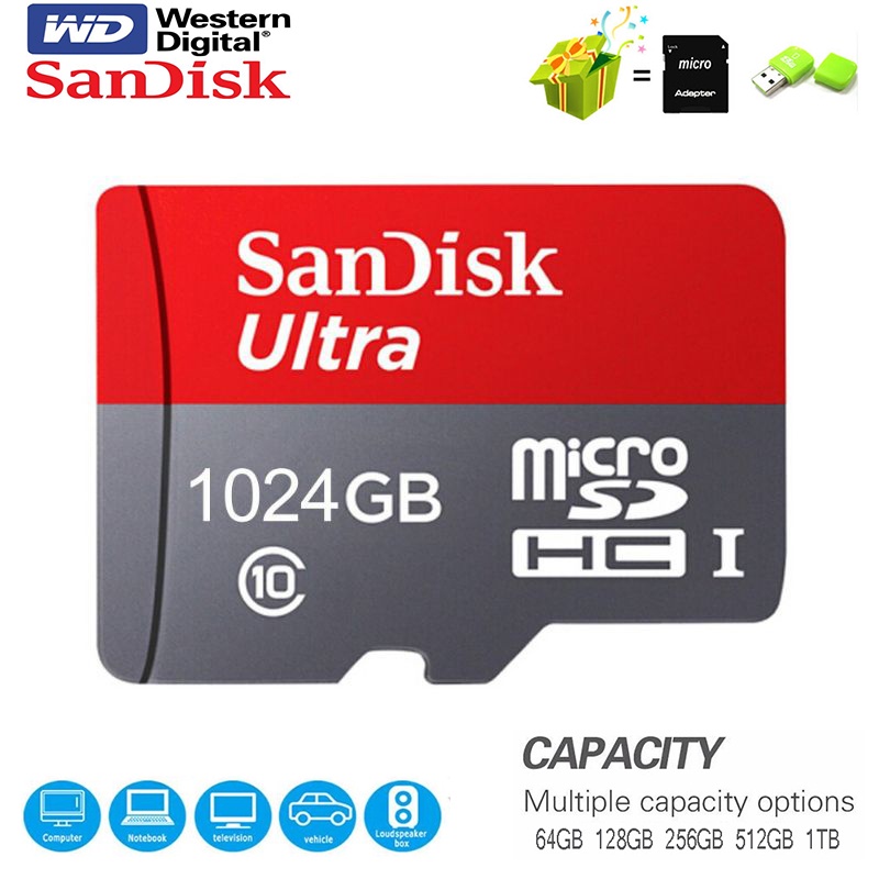 Cartão De Memória Original 1TB 512GB 256GB 128GB 64GB 32GB A1 SD Micro TF Classe 10 Flash UHS-1 Para Samrtphone/PC