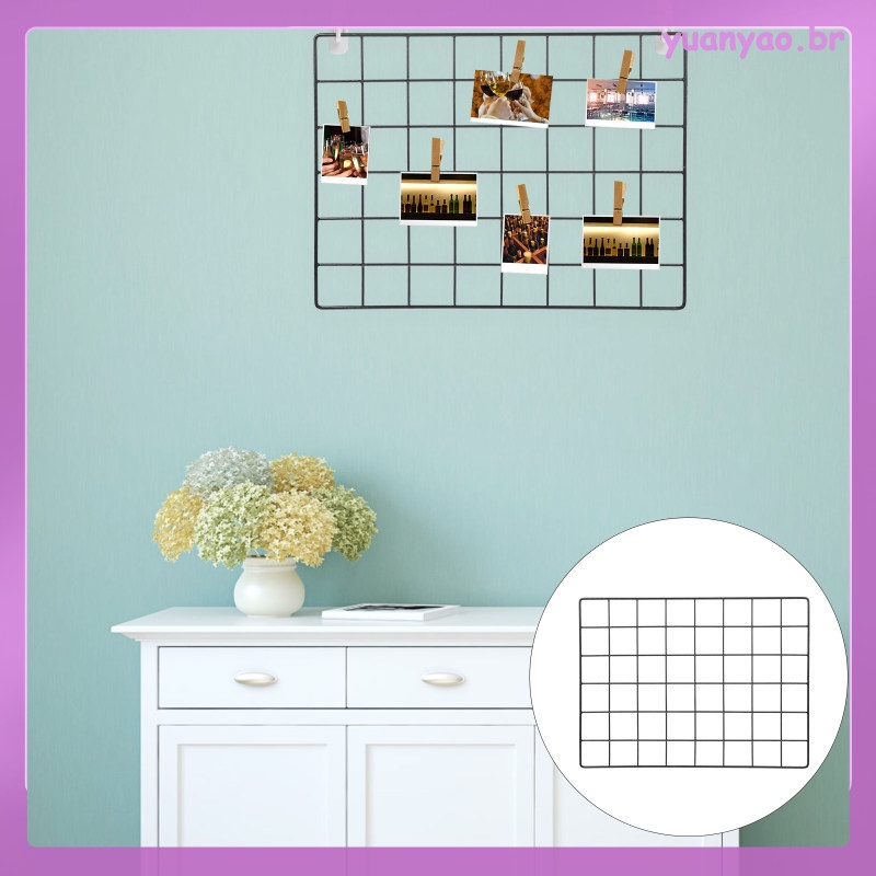 Painel De Parede Metálico Organizador De Grade DIY Para Fotos ...