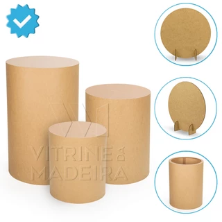 Trio De Cilindros Moderno Em Mdf Cru Promoção 24hrs