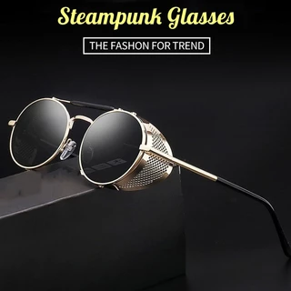 Óculos De Sol Redondos De Metal Da Moda Homens Mulheres Steampunk Trend Luxury Designer Vintage Proteção UV