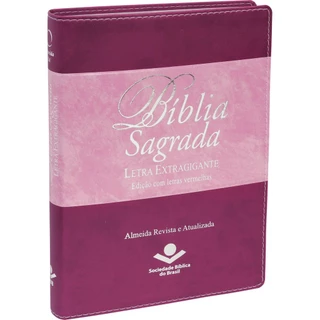 Bíblia Sagrada Letra Extragigante | Capa Luxo Índice | Almeida Revista E Corrigida | Uva E Rosa em Oferta na Shopee