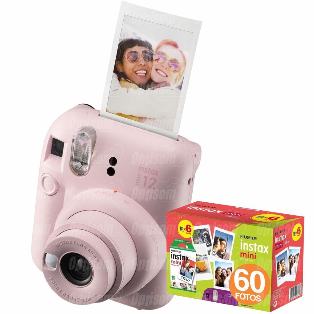 Câmera Fujifilm Instax Mini 12 Rosa Revela Foto + 60 Fotos | Shopee Brasil