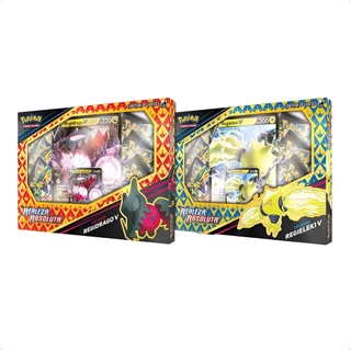 2 Box Pokemon Estampas Ilustradas TCG Regidrago e Regieleki - Realeza Absoluta Copag - 32191