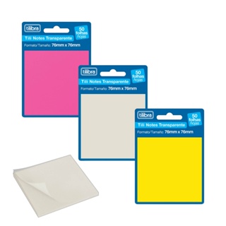 Bloco Adesivo Tili Notes TILIBRA Transparente 76 x 76mm c/ 50 folhas