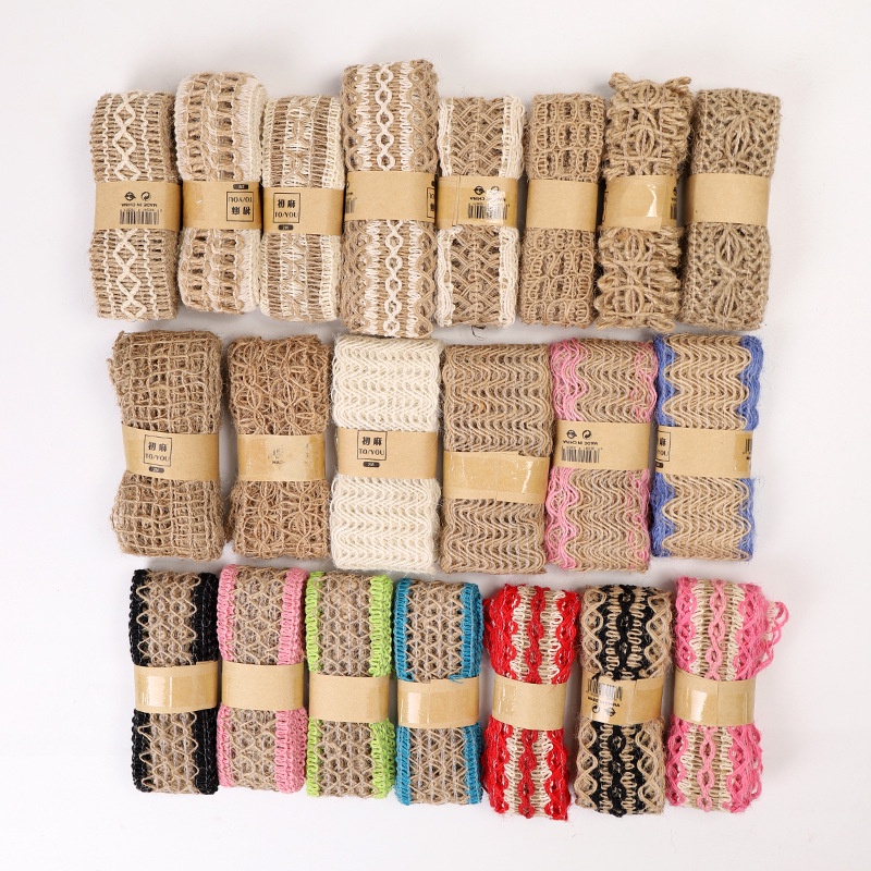 Fita De Cânhamo De 2m/Roll Tecido De Corda Com Múltiplos Estilos Chapéus De Roupa Acessórios Criativos De Decoração Rolo De Pano