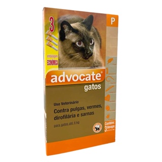 ADVOCATE GATOS P 0,4 ML COMBO 3 PIPETAS ATÉ 4KG ANTIPULGAS